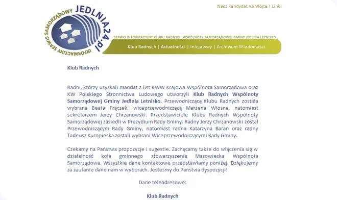 Gestaltung der Website Jedlinia24