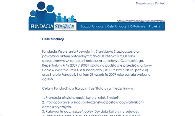 Projekt der Website Staszica Foundation