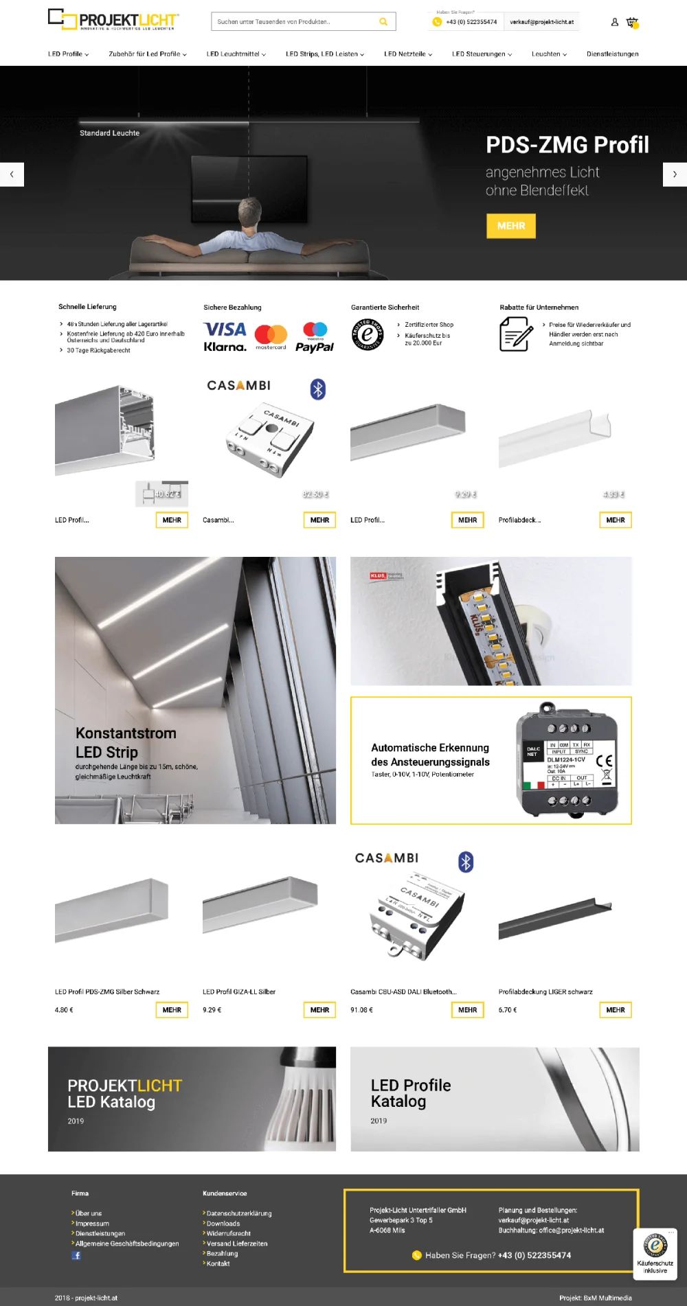 Projekt der Website Project Licht
