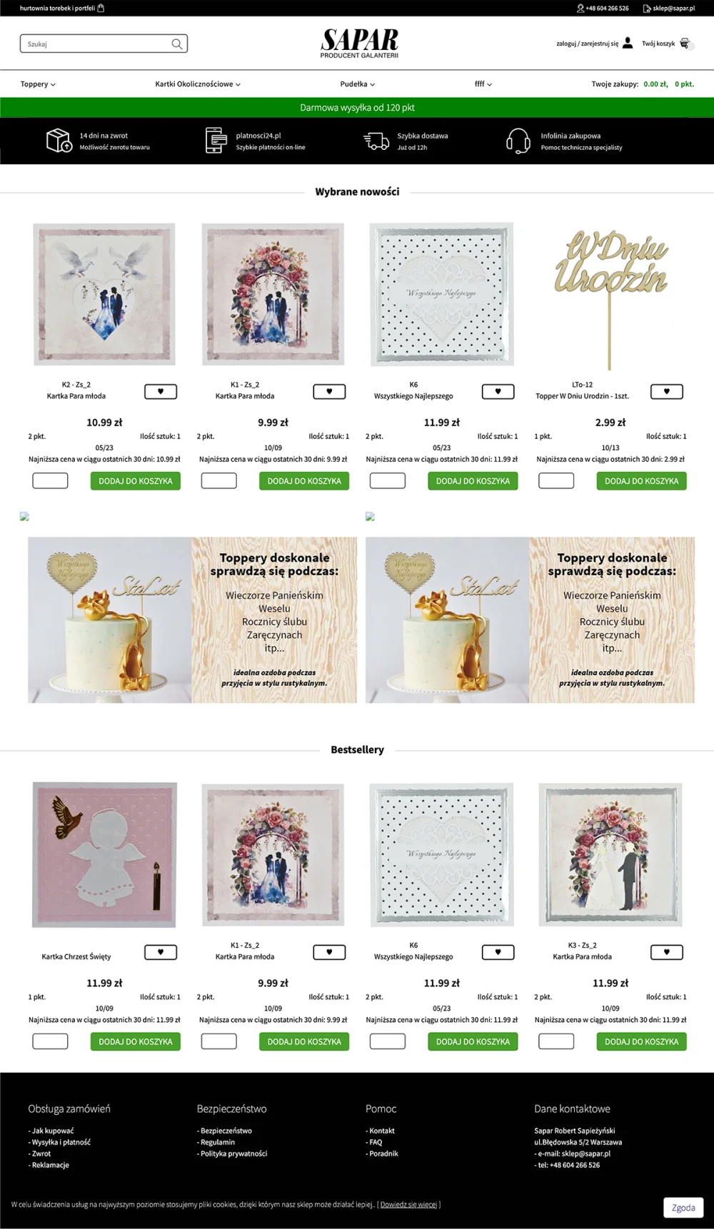 Projekt der Website shopsapar.pl