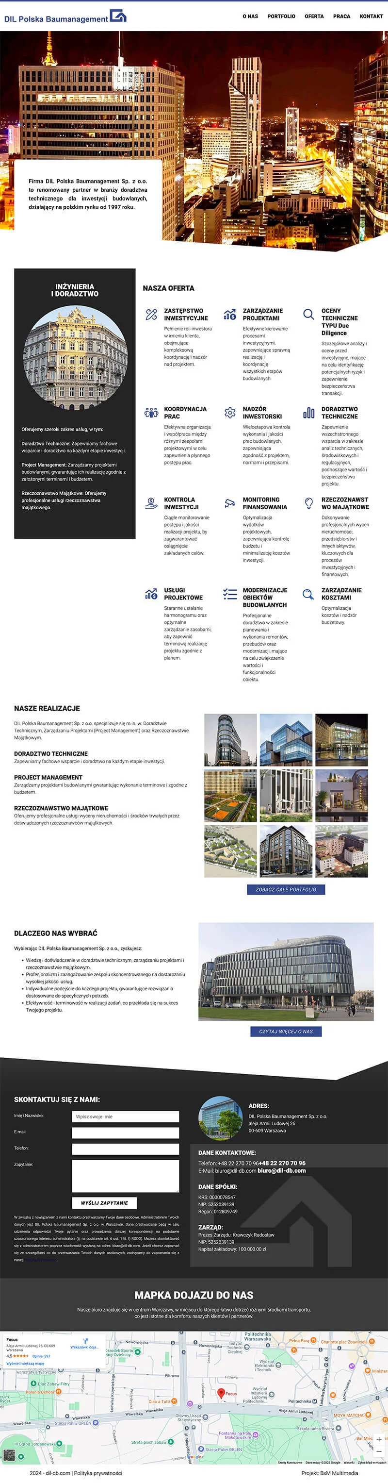 Design der Website von DIL Poland