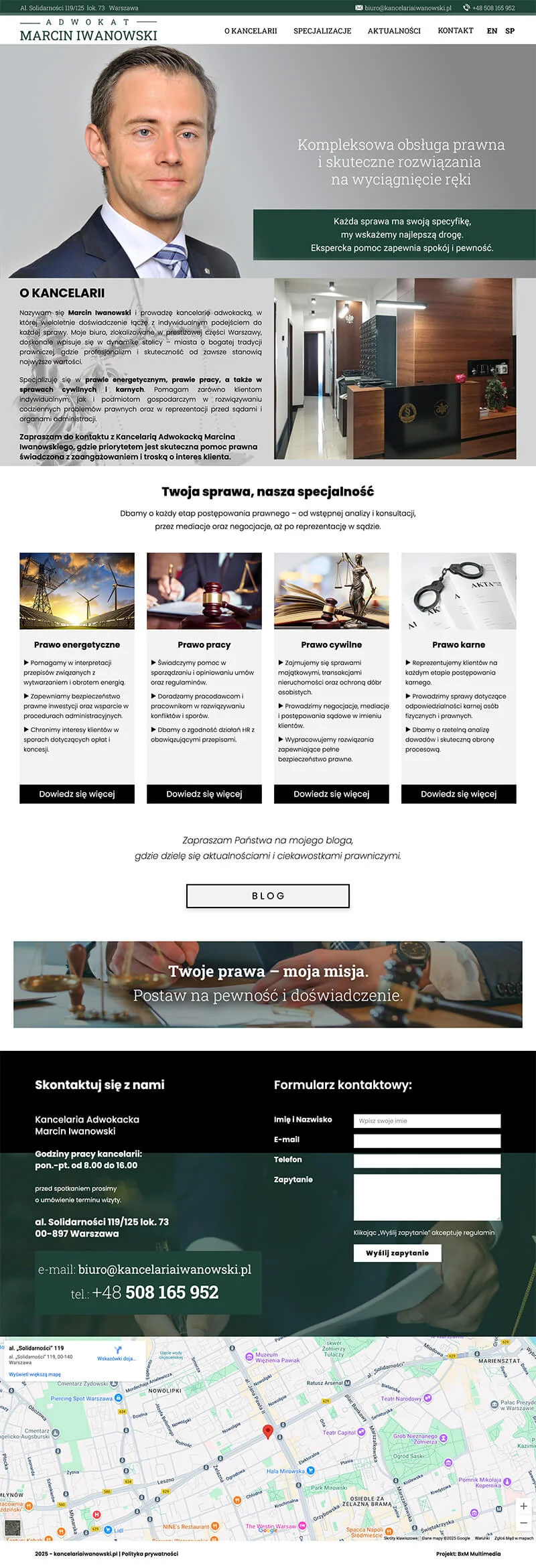 Projekt der Website Ivanowski Law Firm