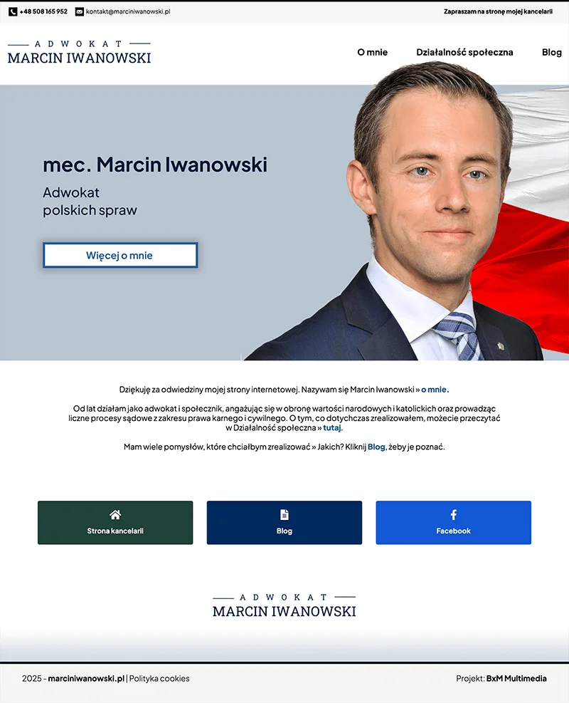 Projekt der Website Marcin Ivanowski
