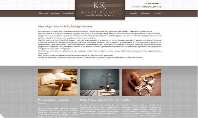 Projekt der Website Kancelariakupczynski.pl