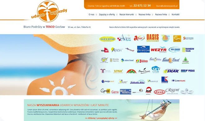 Website des Reisebüros Design