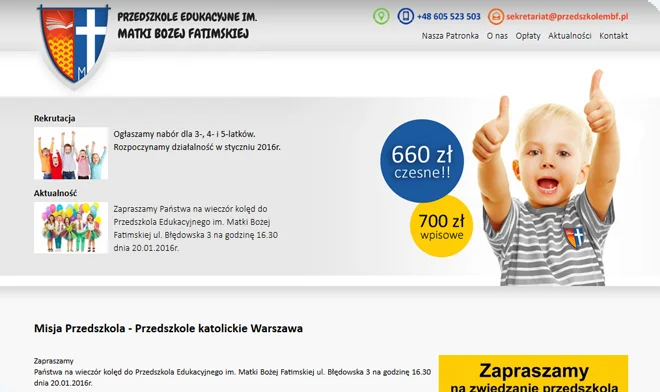Projekt der Kindergarten-Website.pl