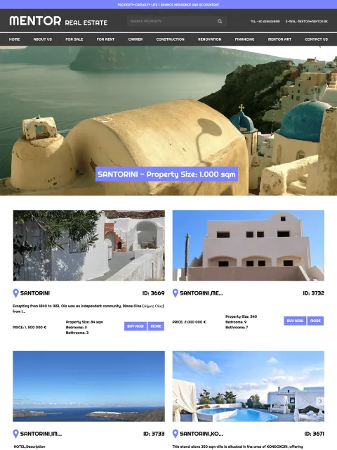 BXM-Projekt: Mentor Real Estate, Website-Vorschau