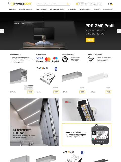 BXM-Projekt: Projekt Licht, Website-Vorschau