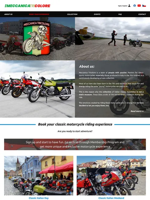 BXM-Projekt: Meccanica Tricolore, Website-Vorschau
